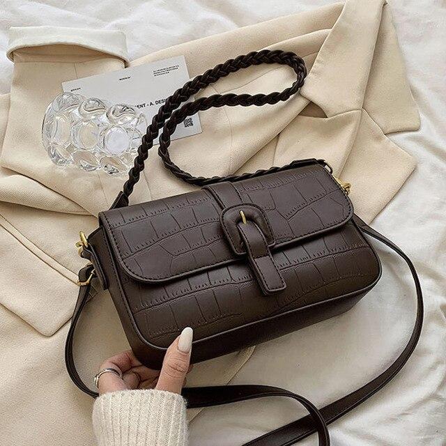 💰Comprar 2021 Lujo Mujer Marca Crossbody Bolsos y Carteras Moda Femenina Bolsos Hombro Diseñador Famoso Tejido Mango PU Bolso Cuero barato al mejor precio en la en línea