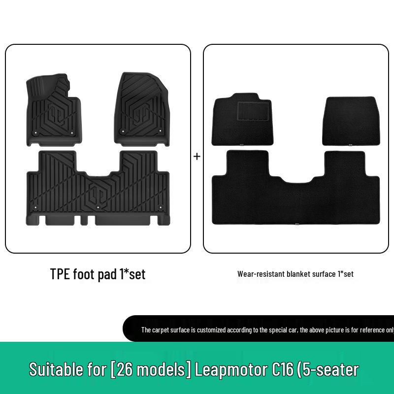Dedicated TPE Floor and Trunk Mats for 2024-2026 Leapmotor C16, Wear-Resistant and Vehicle-Specific.