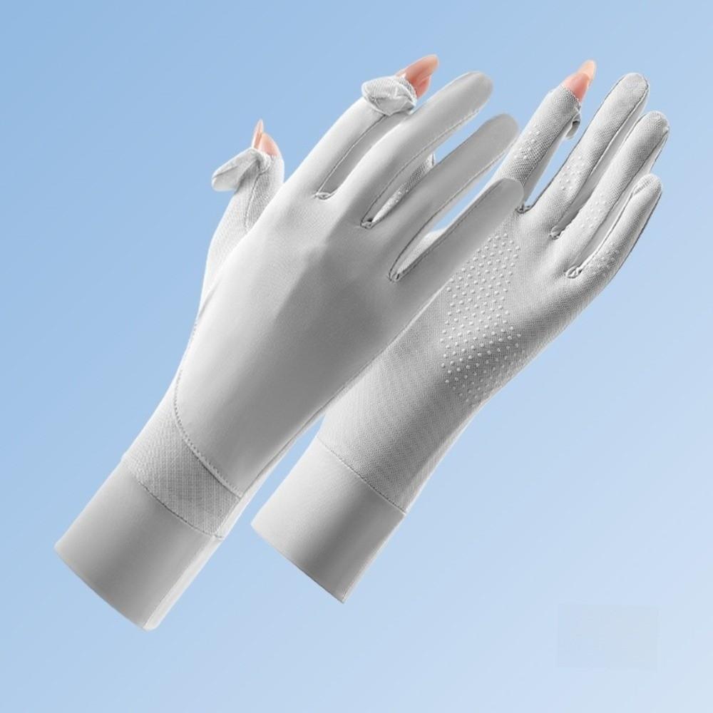 Sun Protection Driving Gloves Ice Feeling Touchscreen Gloves Summer Cycling Gloves серый