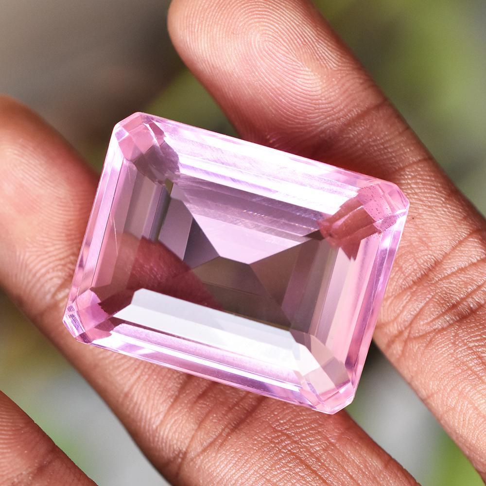 CERTIFIED 105 Ct Emerald Cut NATURAL Pink Topaz Loose Gemstone FREE Delivery