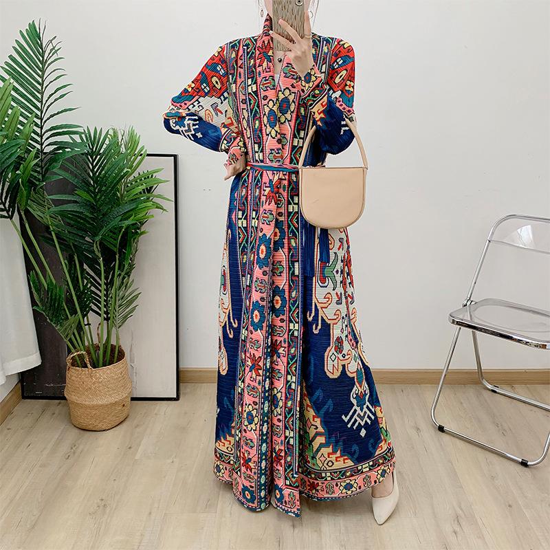 

Осеннее женское повседневное платье с длинным рукавом, принтом, эластичной талией и большой расклешенной юбкой One Size синий