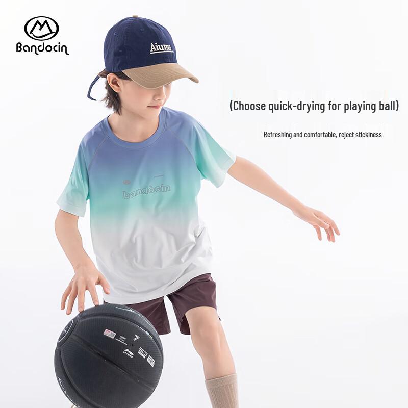 Banduxian Детская спортивная футболка с коротким рукавом, быстросохнущая, охлаждающая 160