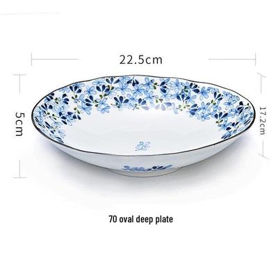 ZISIZ Ceramic Little Blue Bud Dinnerware Plate