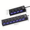 Expander Multi USB Splitter Multiple Extender with LED Lamp Switch for PC Laptop High Speed 4/7 Ports USB HUB 2.0 Adapter