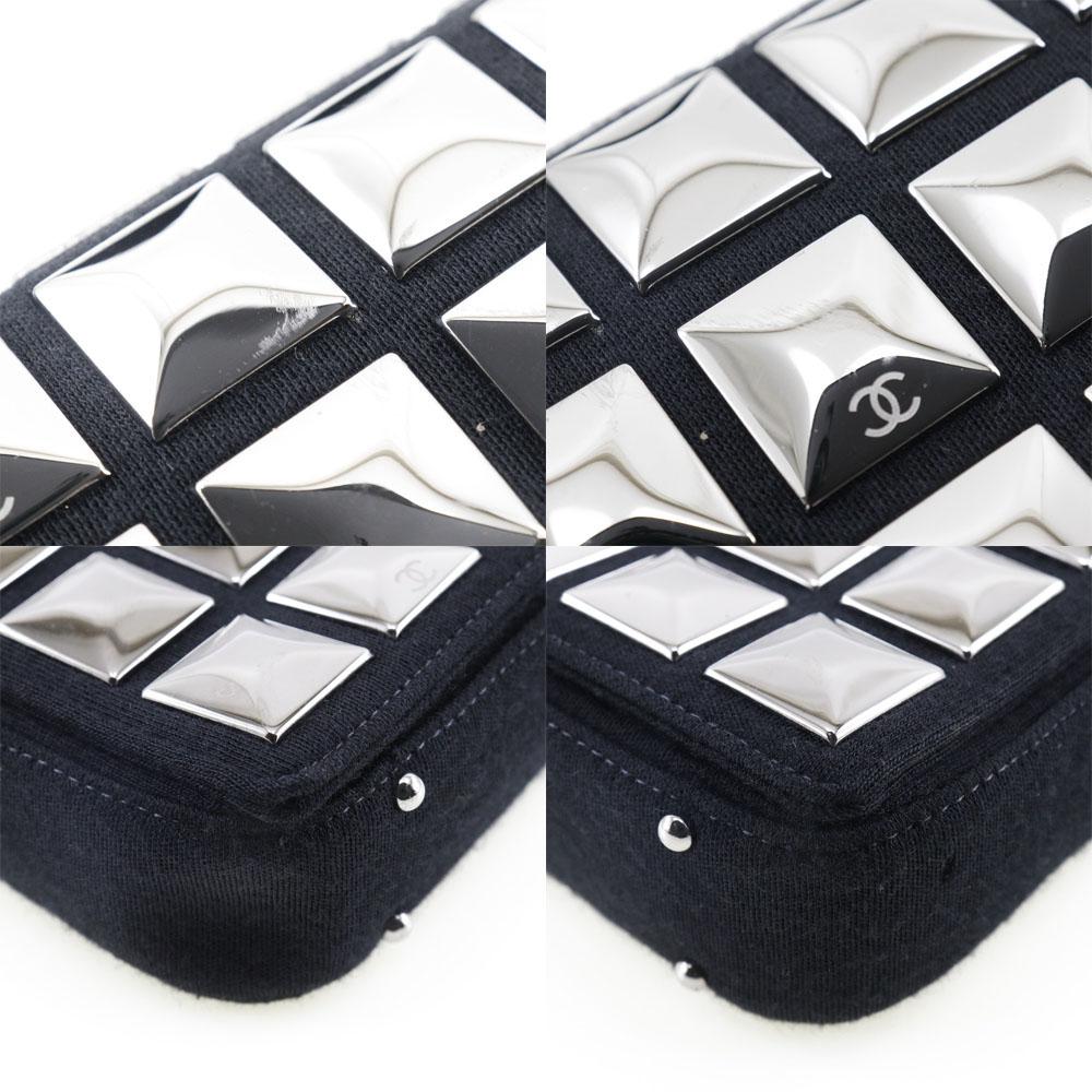 Chanel Geantă de umăr tip bară de ciocolată Negru gheață/Argintiu bumbac Femei Folosit