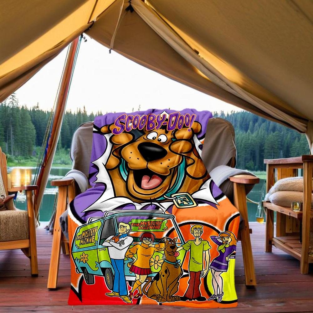 1pz Coperta da Esterno Scooby Doo in Flanella Leggera, Morbida e Calda, Utilizzo Stagione Unica per Divano