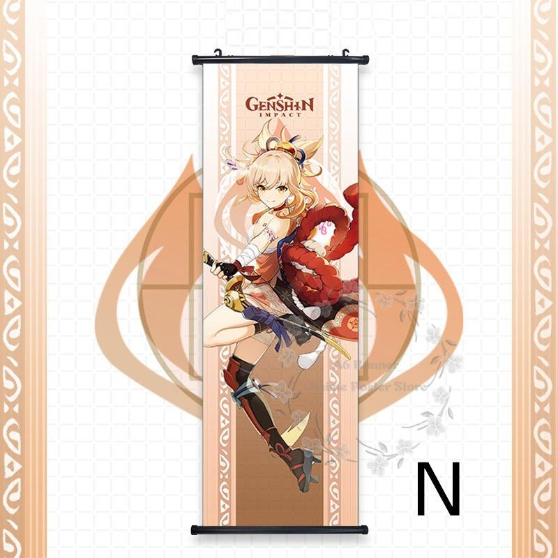Impact Genshin Scroll Hanging Painting Anime Character Bedroom Decoration Painting Comic Exhibition Two-Dimensional Poster