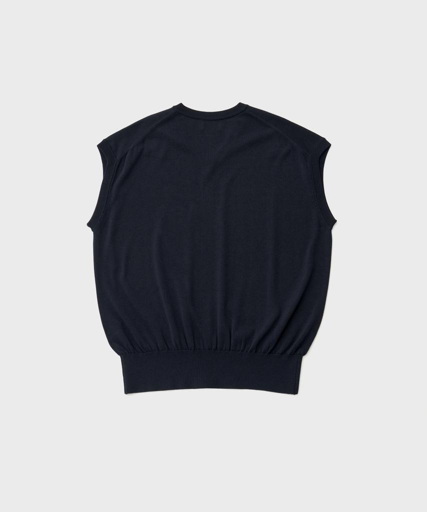 Another Office Layer Silk Knit Vest (Dark Navy)