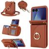 Crossbody Ring Holder Cards Solt Wallet Flip Leather Phone Case For Samsung Galaxy Z Flip 7 6 5 4 3 7FE Adjustable Strap Cover