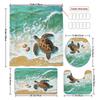 Sea Turtle Shower Curtain Set With 12 Hooks - Polyester Fabric, Non-Slip Bath Mat, Toilet Seat Cover, And U-Shaped Rug - Machine
