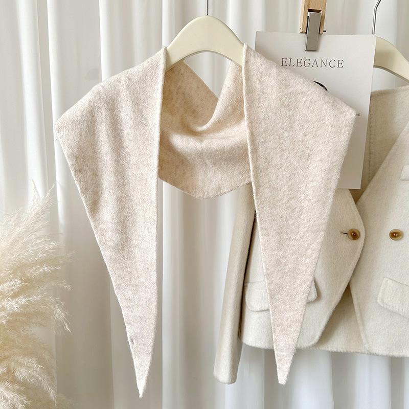 New solid color knitted triangle scarf for women versatile autumn and winter warm decoration neck protection scarf and shawl