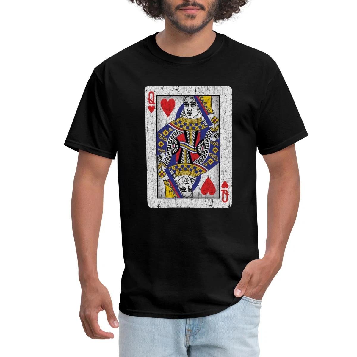 Queen of Hearts Poker Playing Card Men s T-Shirt XS