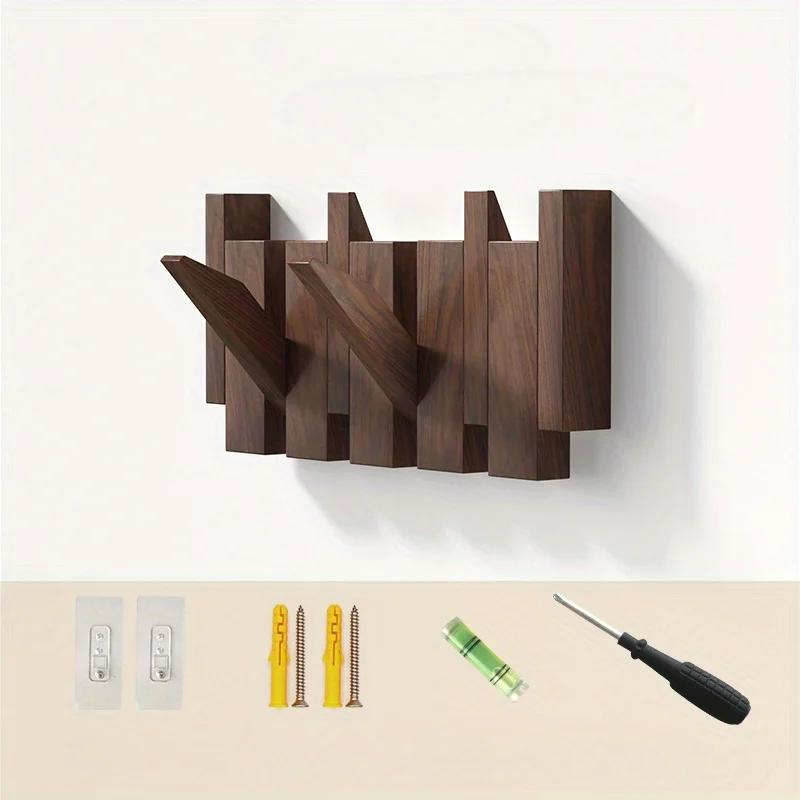 Wooden Coat Hanger No Drill Wall Hook Piano Key Design Clothes Rack for Dressing Room