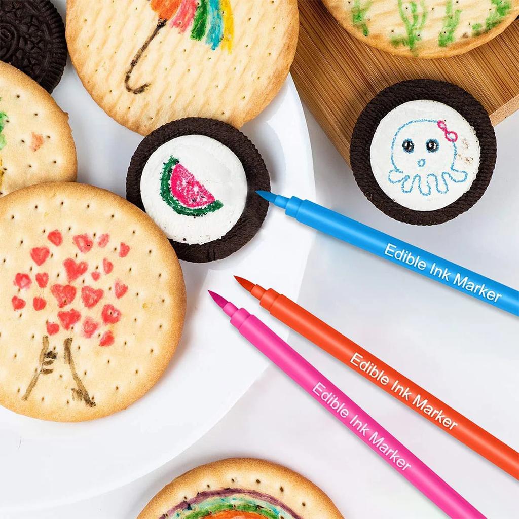 1/10Pcs Markers Pens for Cookie Coloring Pens Fine and Thick Tip Gourmet Writer for DIY Fondant Cakes Frosting