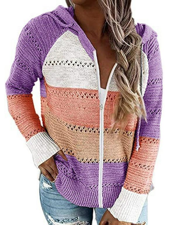 2025 Autumn & Winter Hooded Zipper Long Sleeve Sweater