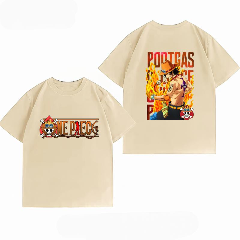 One Piece Portgas D Ace Print Tshirt Casual Short Sleeve Cotton Anime Streetwear Unisexs Tshirt