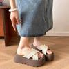 Small thick-soled cool slippers women's new summer wear heightening non-slip breathable beautiful beach slippers