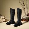 Krazing Pot PU Down Boots Cold-resistant Winter Shoes Med Heels Size 44 Super Size Snow Boots Zipper Round Toe Keep Warm Thigh High Boots