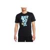 Short Sleeve Letter Round Neck T-Shirt Unisex Tops Black DZ2694-010
