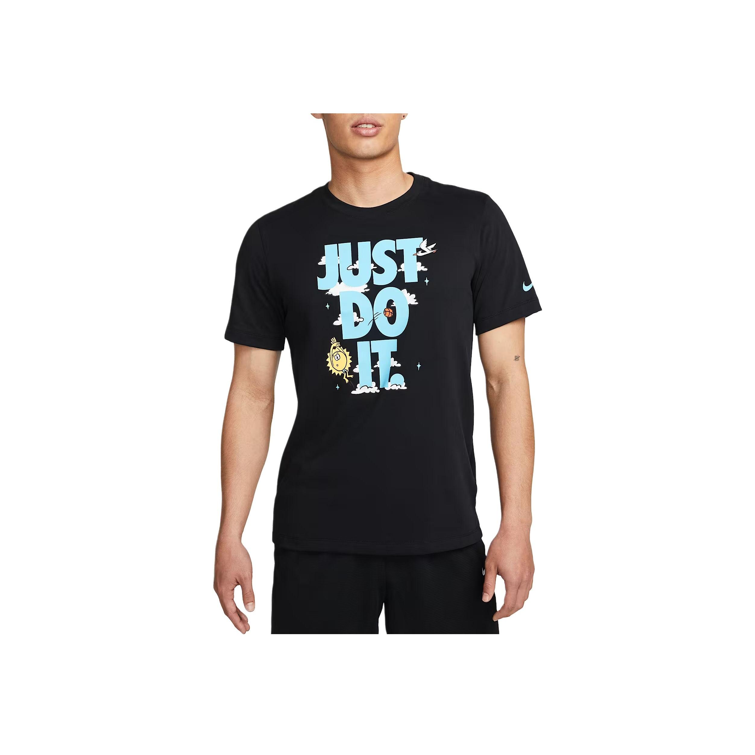 

Nike Футболка с коротким рукавом с надписью и круглым вырезом, унисекс, топы, черная DZ2694-010 M