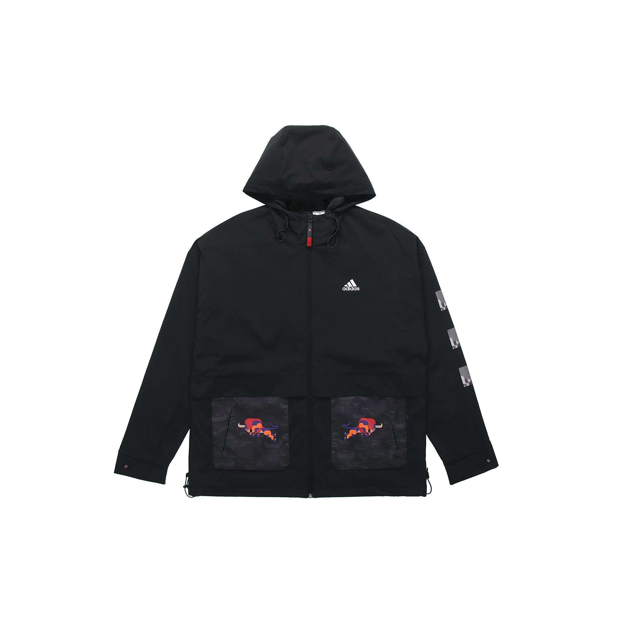 adidas CNY JKT Training Sports hooded Fleece Lined Jacket Black Men s GP1821 L