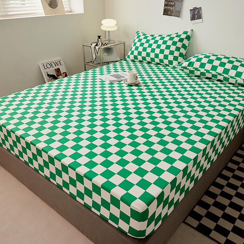 

Хлопковая простыня однотонного цвета с эластичной лентой Нескользящий регулируемый наматрасник Мягкий удобный для двуспального размера King Queen Size 2xPillowcase 48x74