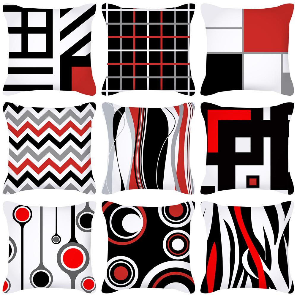 Ins Nordic Pillow Geometric Black Sofa Cushion Simple Office Peach Skin Pillow Cover