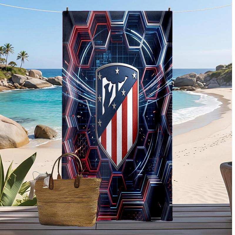 Toalla de Playa Estampada del Atlético de Madrid Secado Rápido Suave Portátil Grande Rectangular Manta de Playa para Viajes Piscina