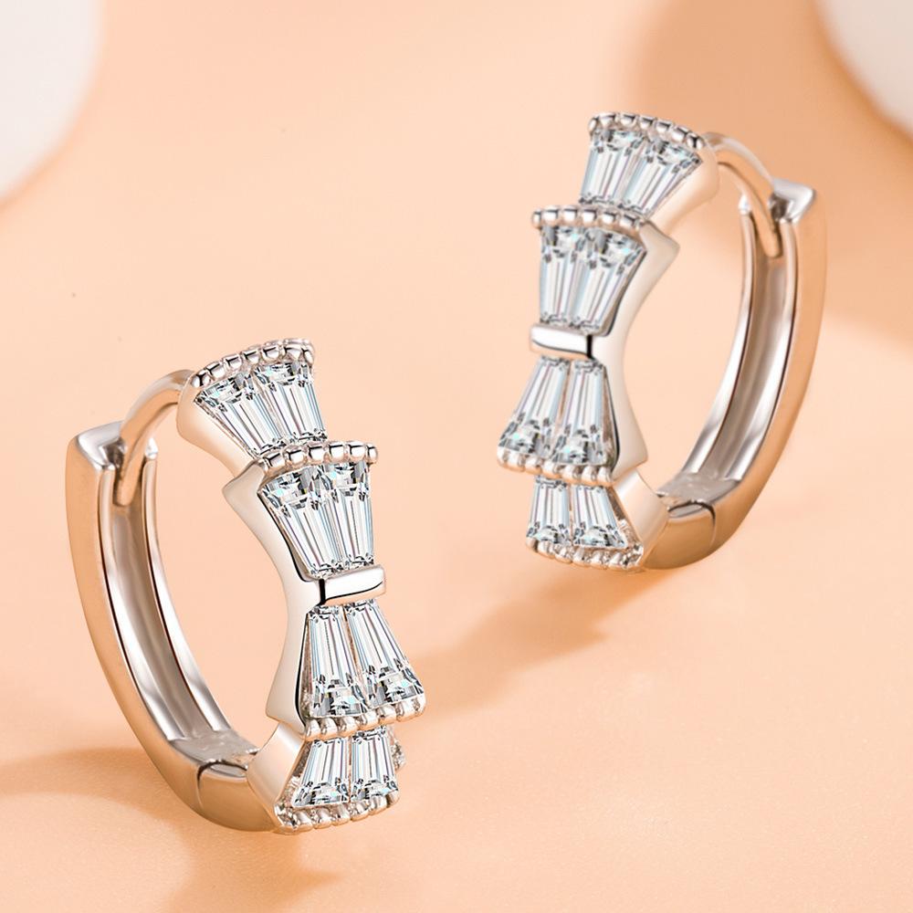 Micro Zircon Bow Simple Fashionable Temperament Student Earrings