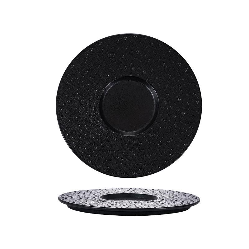 Minimalist Nordic Solid Color Ceramic Plate for Steak and Dessert, Mars Crater Rim Design