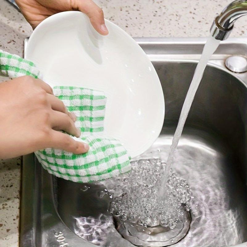 6er-Pack Geschirrspültücher aus reiner Baumwolle sind leichte, gewebte und saugfähige Küchentücher, die langlebig und wiederverwendbar sind.