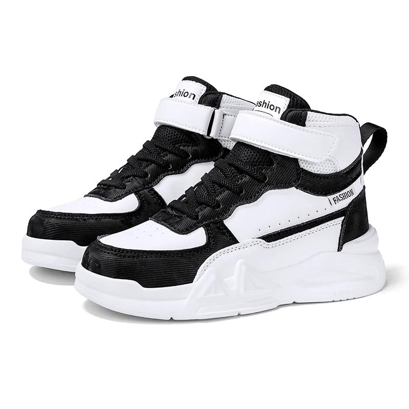 Children's Running Shoes Outdoor Leather Surface Fashionable Tennis Shoes Casual High Top Comfortable Board Shoes for Kids