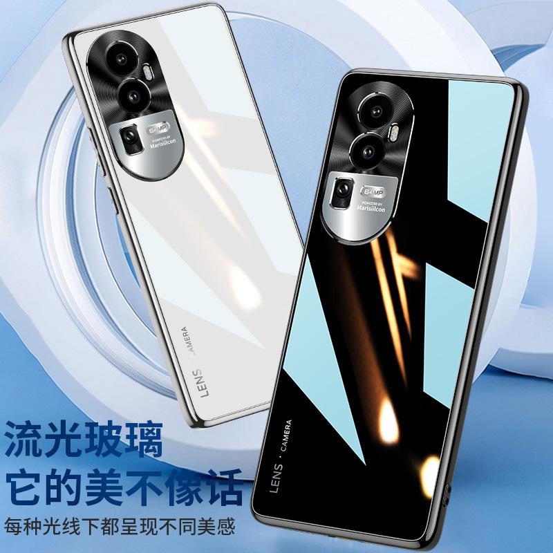 Applicable to oppo reno11 mobile phone case reno11pro electroplated glass metal lens anti-drop all-inclusive protective case