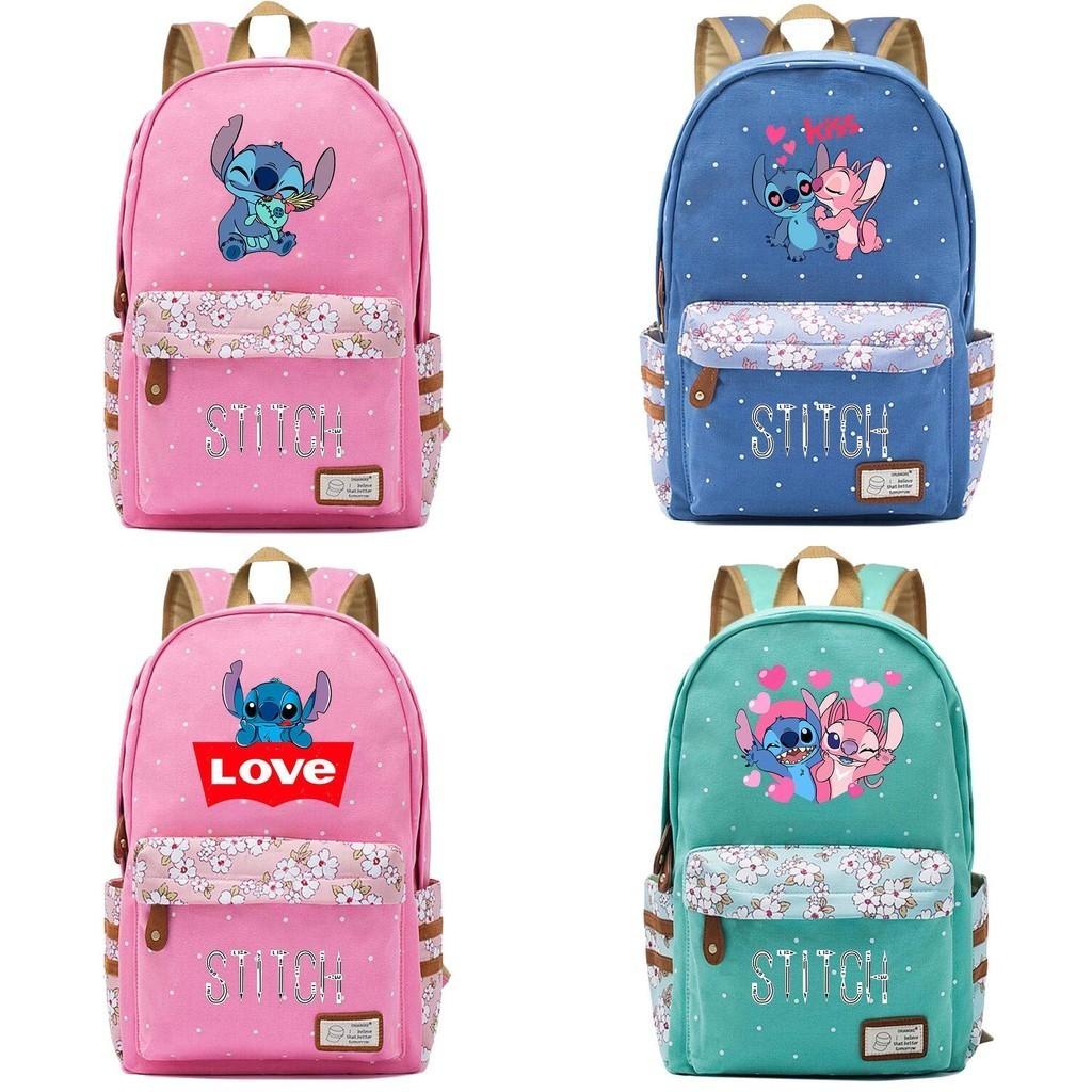 Lilo Stitch Backpack In Pink Or Blue Perfect For School Or Travel Made From High-quality Oxford Cloth