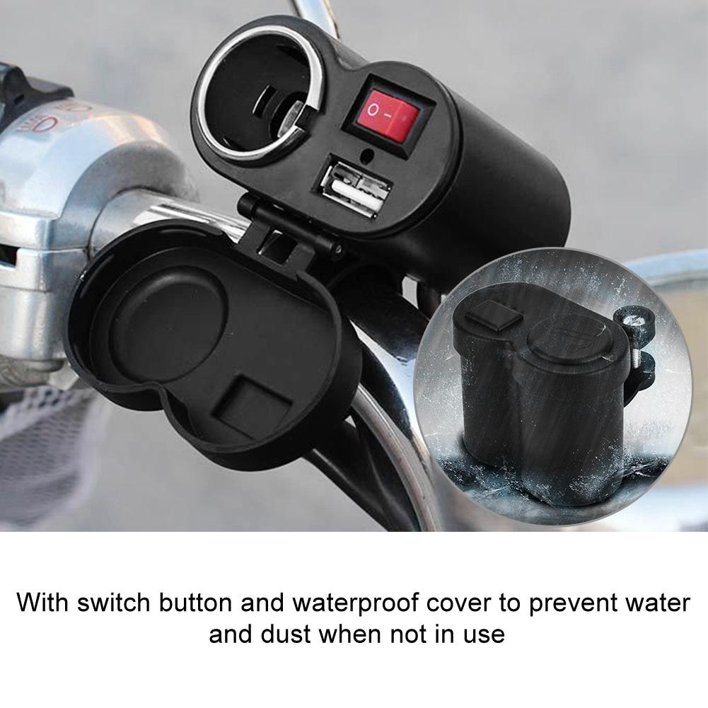 12 24V Motorcycle Waterproof Cigarette Lighter Socket USB Charger for Phone
