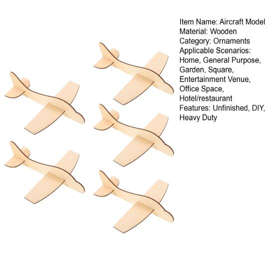 5Pcs Unfinished Wooden Aircraft Model DIY Graffiti Painting Puzzle Airplane Kids Educational Toy Toddlers Boys Girls Flying Plane Crafts Decoration