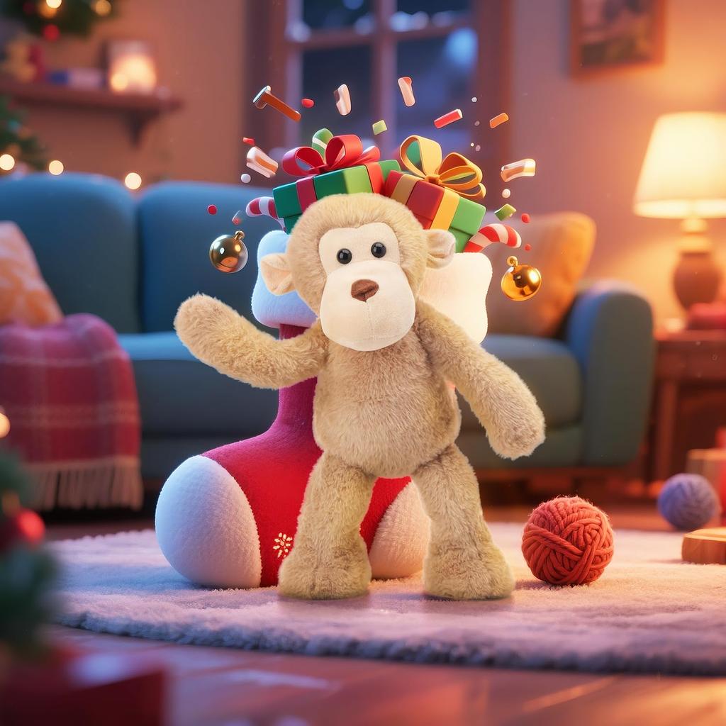 Apricot Lamb Light Brown Monkey Plush Toy, Soft and Cute, Fluffy Light Brown Monkey, 23cm, Suitable for Boys and Girls