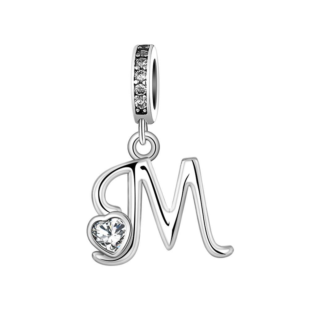 New 26 AZ Letter S925 Sterling Silver Small Letter Pendant Suitable for Original  Bracelet Necklace DIY Jewelry Pendant