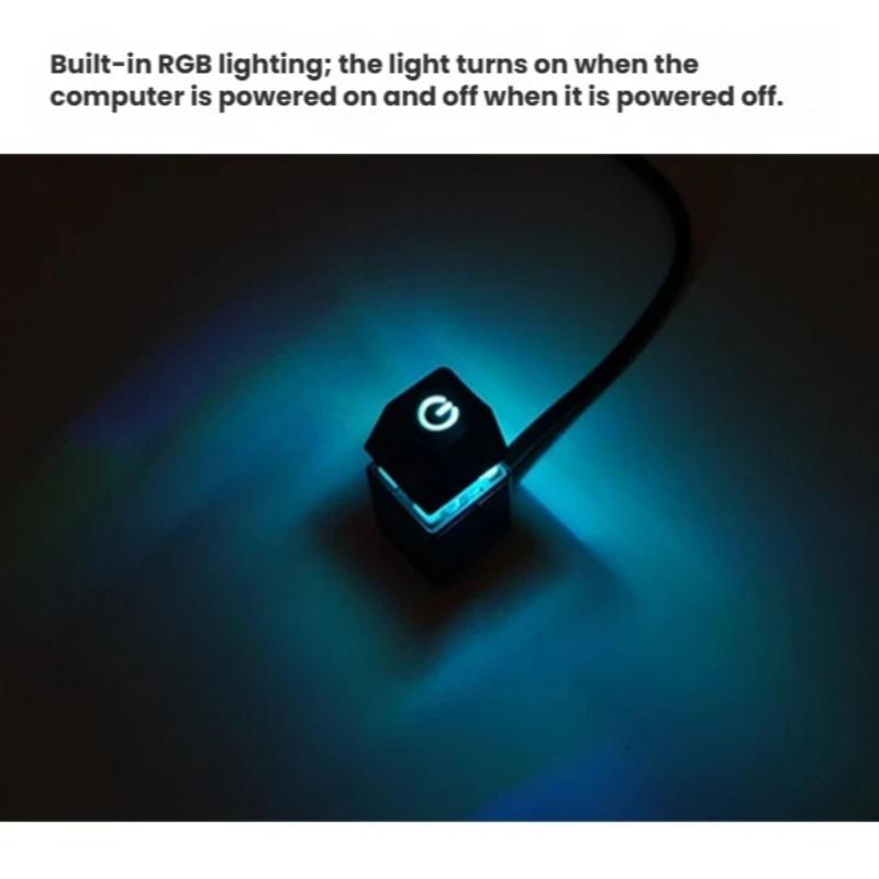 Desk ON/OFF Power Switch for Desktop Computer RGB Backlight Mechanical Shaft Key External Remote Start PC Mainboard Reset Button
