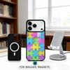 A-Autism S-Support P-Puzzle Pattern Phone Case Magnetic For iPhone17 16 15 14 13 12 Pro Max For Magsafe Wireless Charging Cover