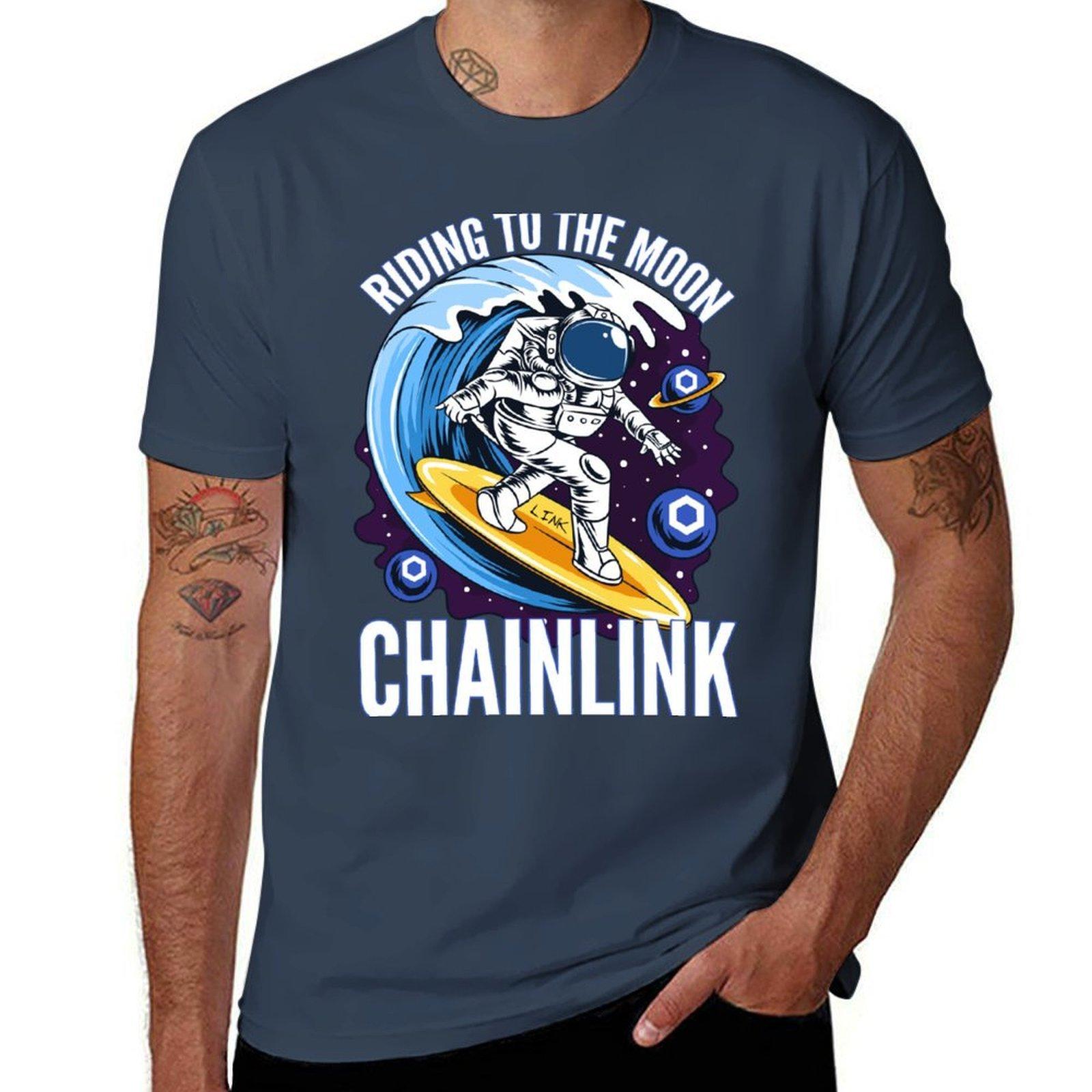 Riding To The Moon Chainlink Link Crypto Tshirt Plus Size Loose Fit Tshirt S