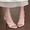 Fashion New Fashion High-quality Ribbon High Heel Dress Single-line Buckle Thin High-heeled Sandals French Open-toe Hollow Women's Shoes