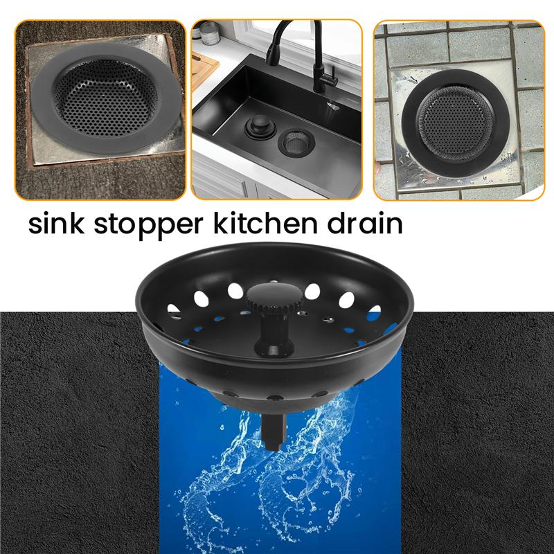 Good-3 Piece Kitchen Sink Plug Filter Garbage Disposal Plug, Stainless Steel Universal Anti-Clogging Kitchen Sink Filter
