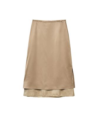 Iolo Satin Layered Skirt_Gold