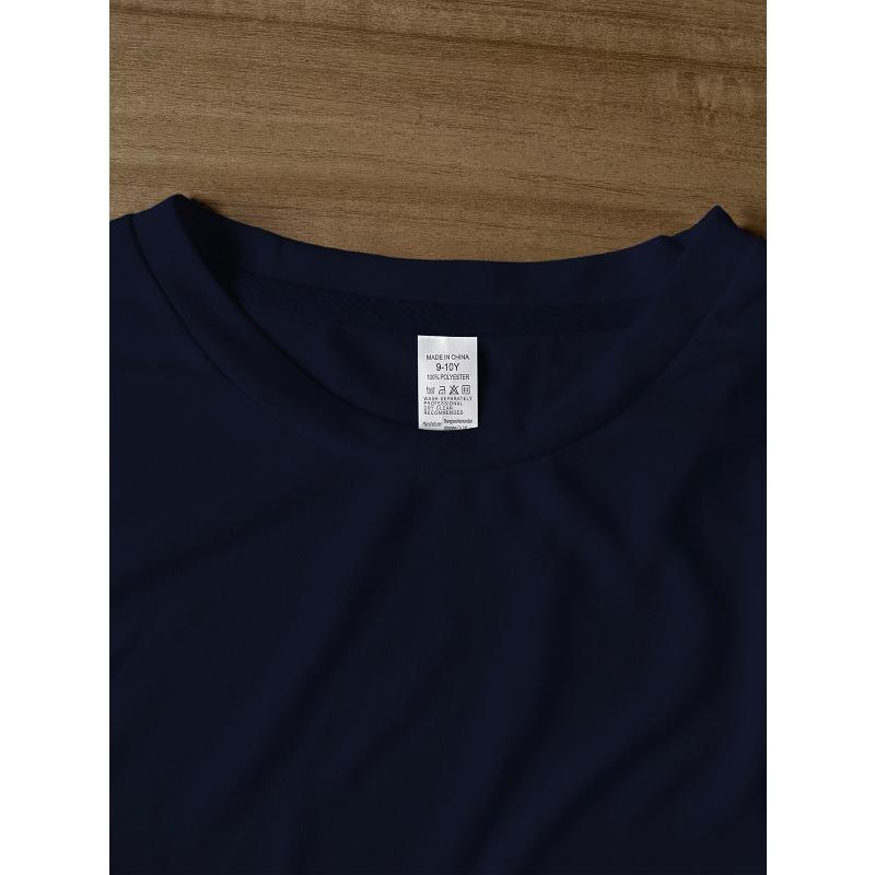 European Size Boys Round Neck Short Sleeved T Shirt with Letter Pattern