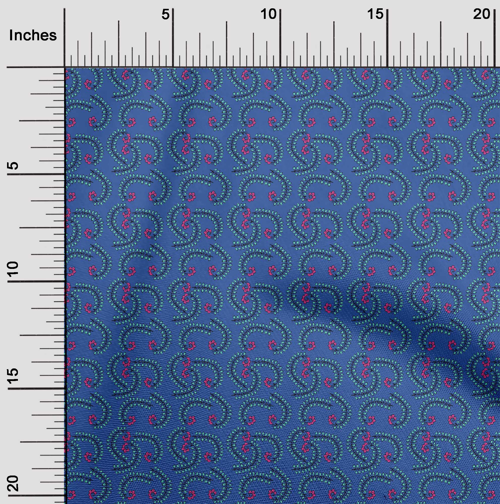 

oneOone Cotton Flex Fabric Leaves & Swirl Block Decor Fabric Printed BTY 40 Inch 42 Inch - Viscose Chiffon королівський синій колір