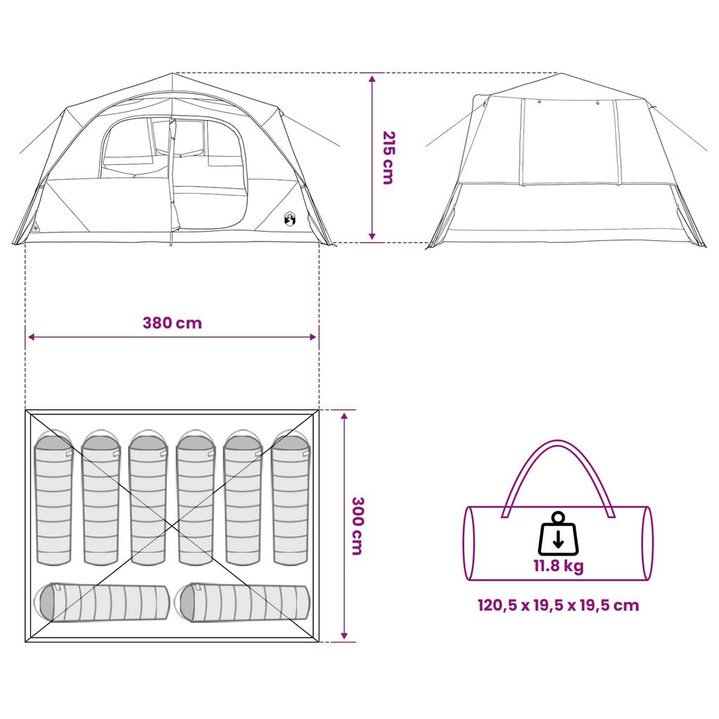 Instant Tent Olive Green 365 x 380 x 200 cm Polyester and Steel