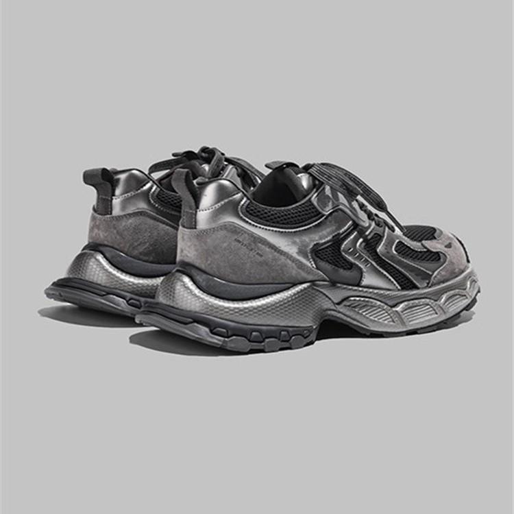 Cowhide Version Early Autumn New Leather Platform Shoes Women's Black Mesh Muffin Sole Casual Shoes