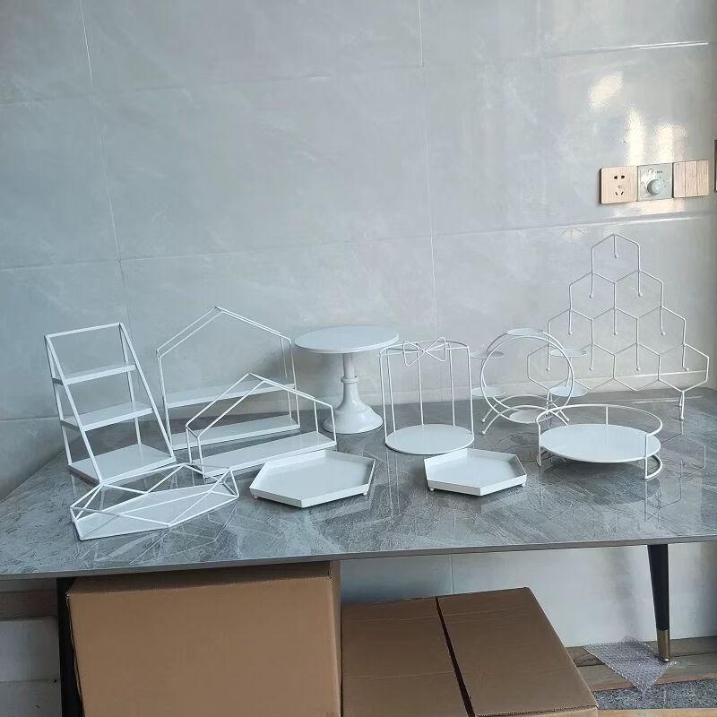 Elegant White Iron Art Dessert & Cake Display Stand Sets