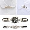 Charm Gift Trendy Retro Flower Rhinestone Shirt Collar Duck Clip Clasps Cardigan Clip Sweater Blouse Pin Shawl Brooch